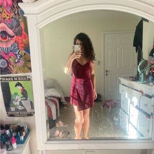 Sparkling Burgundy Mini Dress